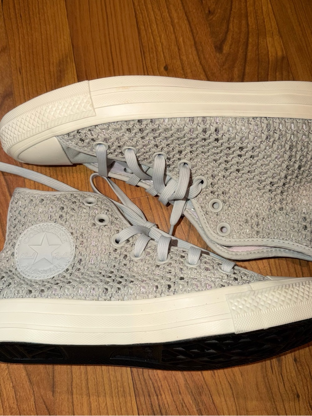 Converse Knit High Top Sneakers - Light Gray with White Sole